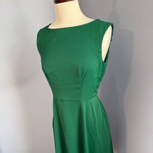 Hancpiers Emerald Green Sleeveless Fit & Flare Dress | Lined | Minimalist Vintag